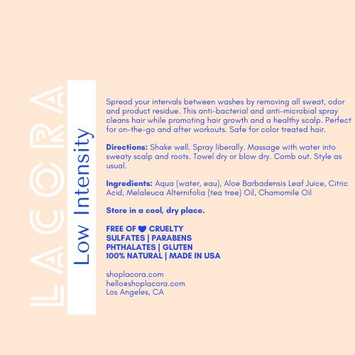 Natural no-wash hair spray for post-workout or travel use
